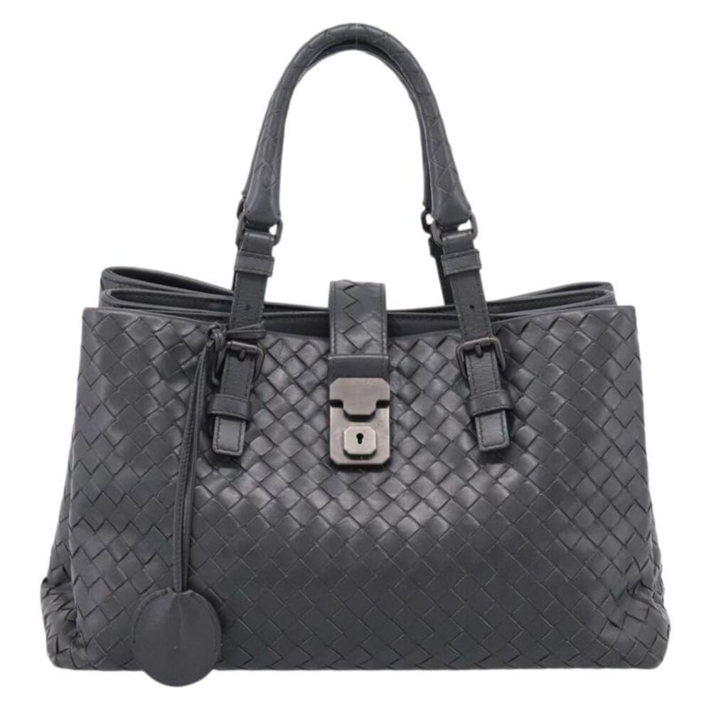 Bottega Veneta Roma Intrecciato Nappa Gray Leather Handbag